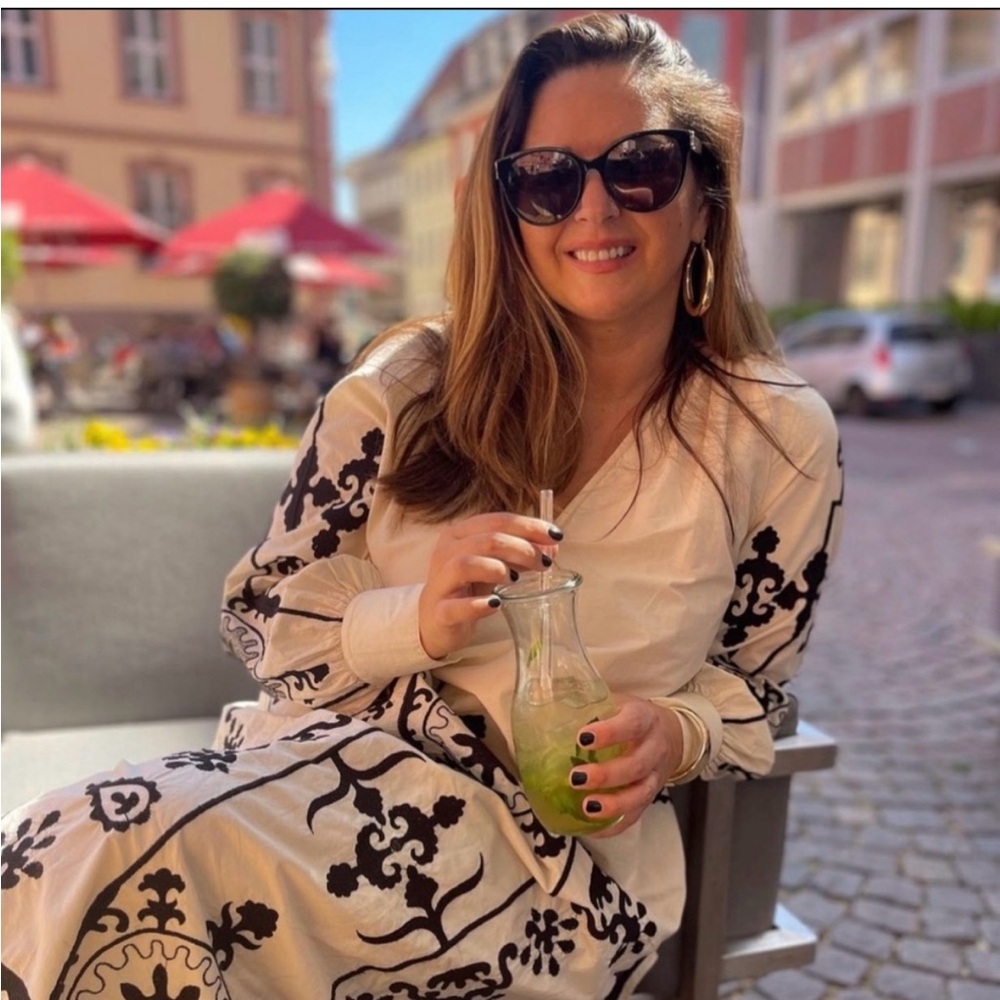 NWT H&M Trend Oversized Embroidered Kaftan Boho Light Beige Cotton Dress Kaftan - Picture 2 of 10